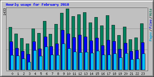 Hourly usage for February 2010